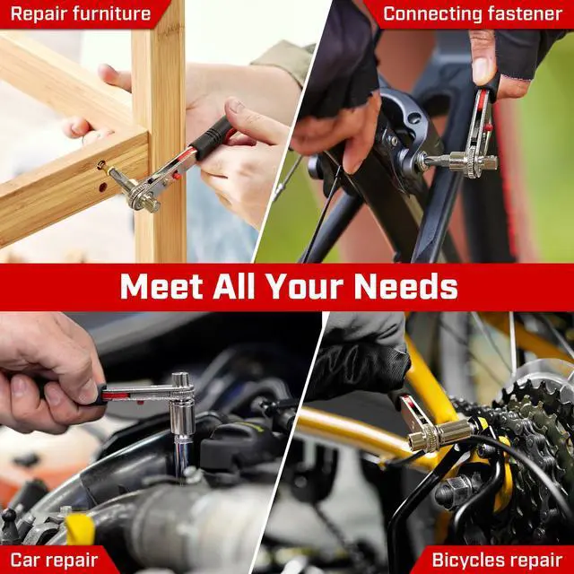 Alt view image 6 of 7 - Angle Ratchet Screwdriver Set: 16 Piece Magnetic Bit & Socket with 90 degree Mini Offset Low Profile Reversible Drive Handle - Stocking Stuffers with Gift Box