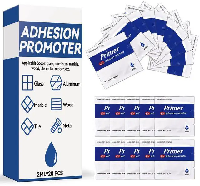 Main image of Adhesion Promoter (20 Pack) - Pre-Saturated Single-Use Applicators for Plastic, Metal, Bumpers | Fast-Drying | High-Performance Bonding | No Spray, No Mess | 2ml Per Wipe