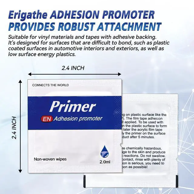 Alt view image 6 of 7 - Adhesion Promoter (20 Pack) - Pre-Saturated Single-Use Applicators for Plastic, Metal, Bumpers | Fast-Drying | High-Performance Bonding | No Spray, No Mess | 2ml Per Wipe