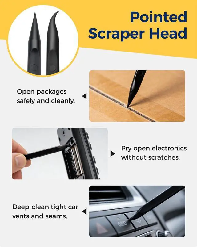 Alt view image 5 of 6 - 12Pcs Plastic Scraper Tool, Crevice Cleaning Tool, Non-Scratch Car Detailing Supplies for Cleaning, Versatile Label/Sticker Remover & Peeler Tool for Tight Spaces