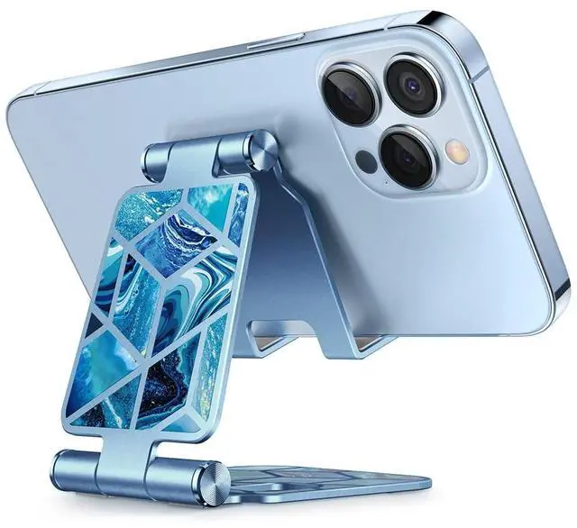 Main image of Cell Phone Stand for Desk, Cell Phone Holder, Fits All Smart Phones, iPhone 16 15 14 13 Pro Max, Foldable Phone Stand Holder, Blue