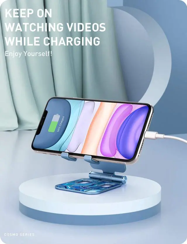 Alt view image 4 of 7 - Cell Phone Stand for Desk, Cell Phone Holder, Fits All Smart Phones, iPhone 16 15 14 13 Pro Max, Foldable Phone Stand Holder, Blue