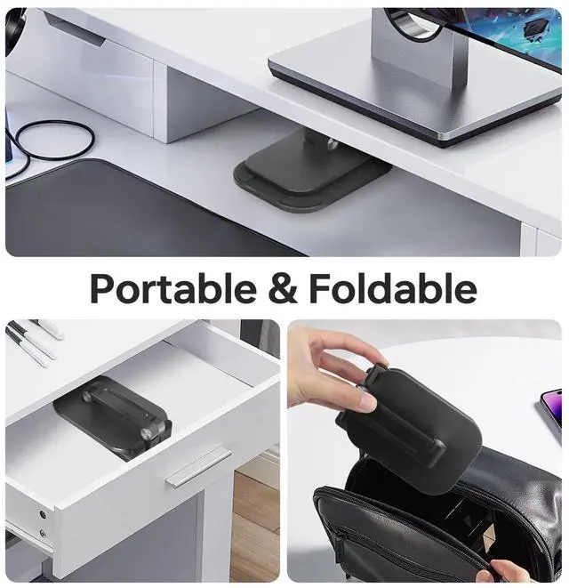 Alt view image 6 of 7 - Foldable Phone Stand for Desk - Adjustable Height & Angle Cell Phone Holder, Portable Tablet Stand with Anti-Slip Base for Home, Office, and Travel, Compatible with iPhone & All 4-11" Devices (Black)