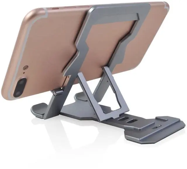 Alt view image 3 of 7 - Aluminum Alloy Foldable Phone Stand, Portable Cell Phone Stand for Desk and Adjustable Height, Cell Phone Holder Cradle Dock Compatible Most of Phone