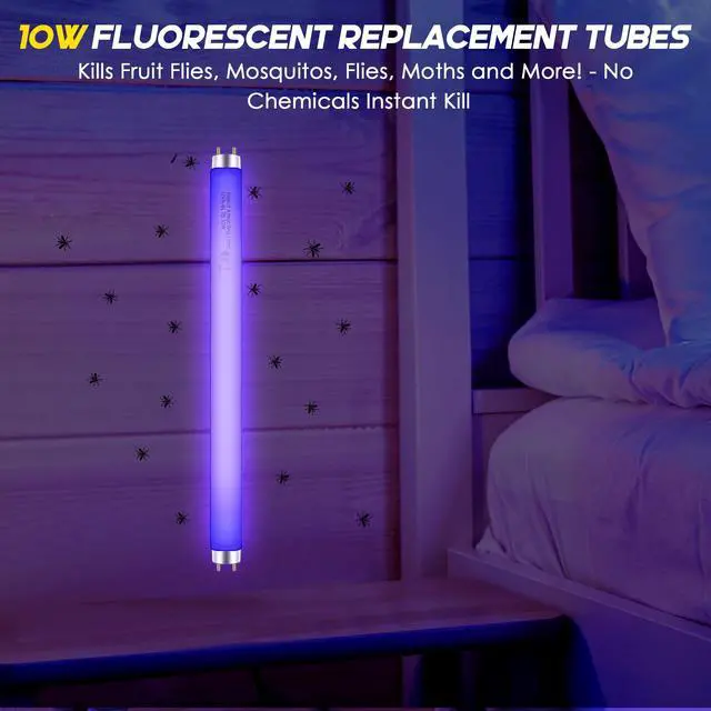 Alt view image 4 of 7 - 10 Pack Bug Zapper Replacement Light Bulbs 10W for 20W Indoor Bug Zapper, BL T8 F10W 13Inch Light Tube Compatible with Aspectek, Liba, Micnaron, Lulu Home and Other 20W Mosquito Lamp