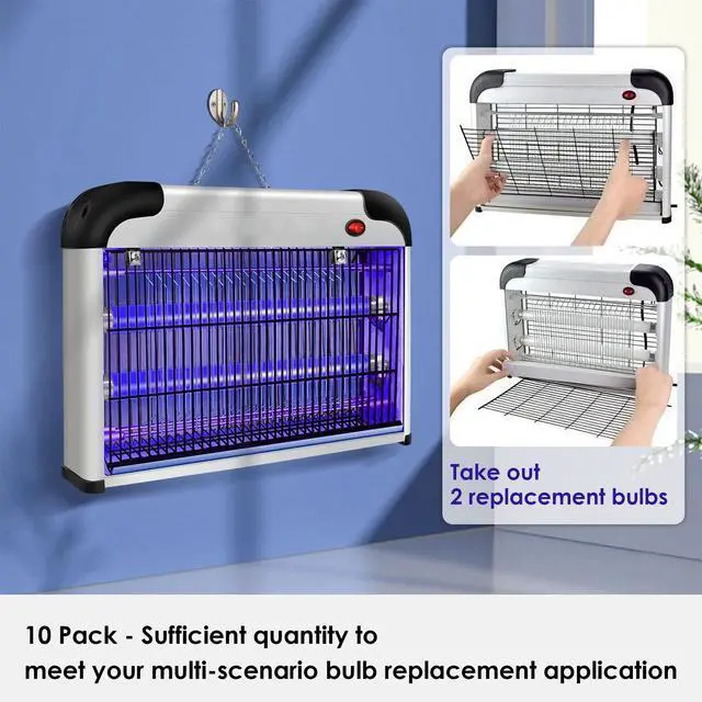 Alt view image 5 of 7 - 10 Pack Bug Zapper Replacement Light Bulbs 10W for 20W Indoor Bug Zapper, BL T8 F10W 13Inch Light Tube Compatible with Aspectek, Liba, Micnaron, Lulu Home and Other 20W Mosquito Lamp