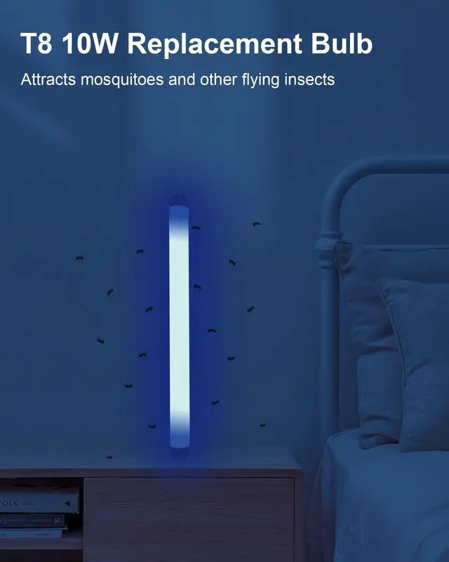 Alt view image 4 of 7 - Bug Zapper Replacement Light Bulb 10W for 20W Indoor Bug Zapper, BL T8 F10W Light Tube Compatible with Aspectek, Liba and Other 20W Mosquito Zapper Lamp, 4 Pack