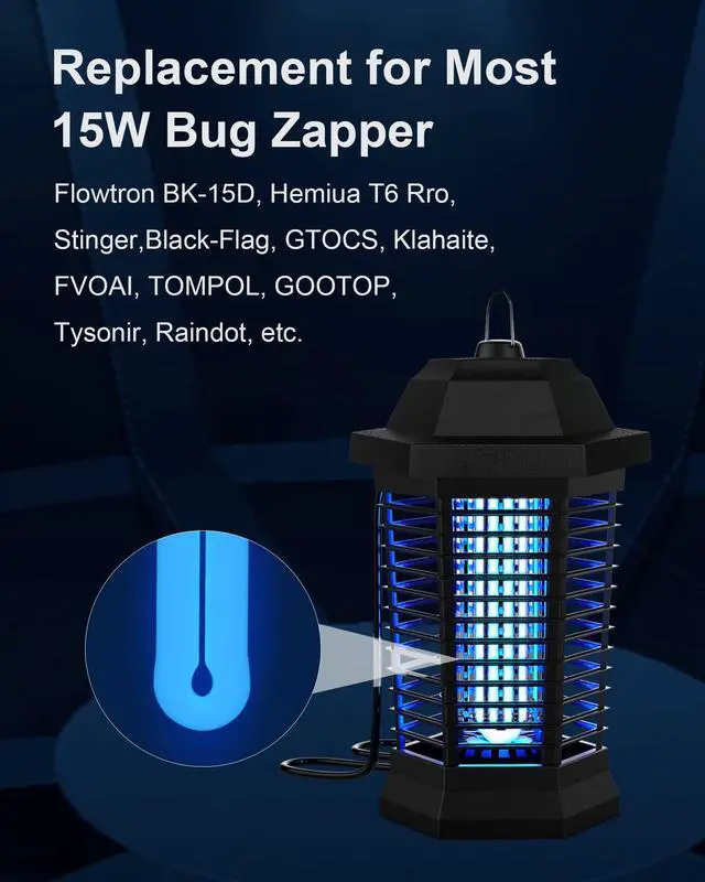 Alt view image 3 of 7 - Bug Zapper Replacement Light Bulb for 15W Insect Attracting Lamp with 4-Pin Base, Ful 15W-BL U Shaped Twin Tube Bulb for Outdoor Mosquito Zapper, 4 Pack