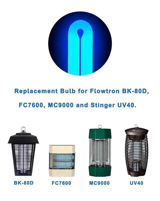 Alt view image 3 of 7 - BF150 Replacement Bulb Compatible with Flowtron BK-80D, MC9000, FC7600 and Stinger B4040 Bug Zapper, 12 Inch FUL40T8/BL U Type Light Bulb for 40W Electronic Insect Killer, 2 Pack