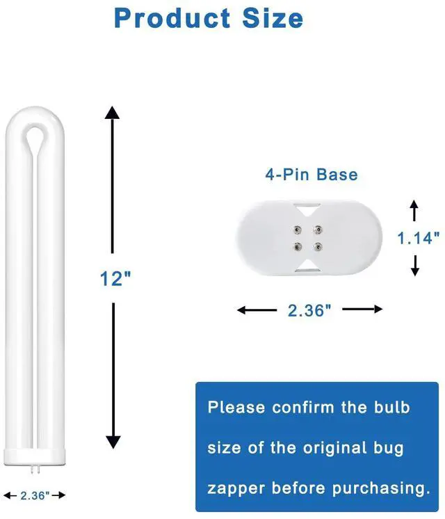 Alt view image 2 of 7 - BF150 Replacement Bulb Compatible with Flowtron BK-80D, MC9000, FC7600 and Stinger B4040 Bug Zapper, 12 Inch FUL40T8/BL U Type Light Bulb for 40W Electronic Insect Killer, 2 Pack