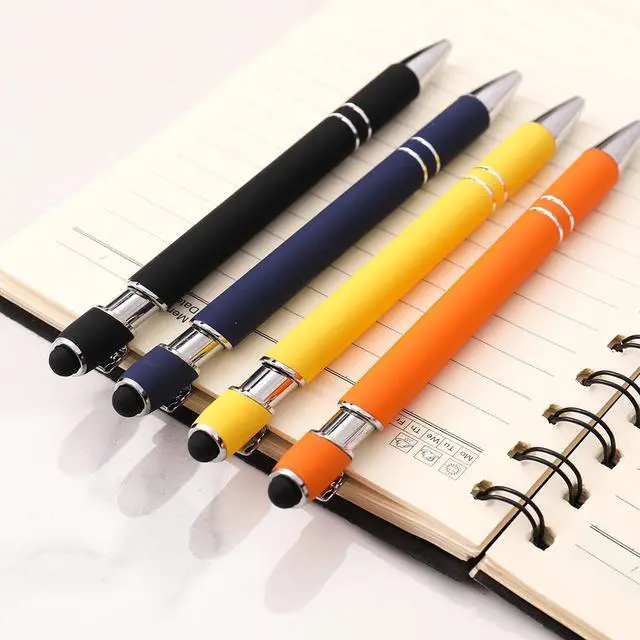 Alt view image 5 of 6 - Ballpoint Pen with Stylus Tip, Soft Touch Click Pen, 2 in 1 Metal Pens, Medium Point(Black refills - 20 pcs)