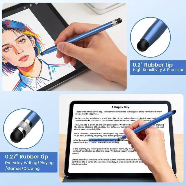 Alt view image 4 of 7 - 10Pcs Universal Stylus Pen for Touchscreen, 2-in-1 High Precision and Sensitivity Stylus Pen for iPad/iPhone/Samsung/Android Smartphone and Tablets Touch Screens-10 Stylus Pens+20 Replaceable Tips