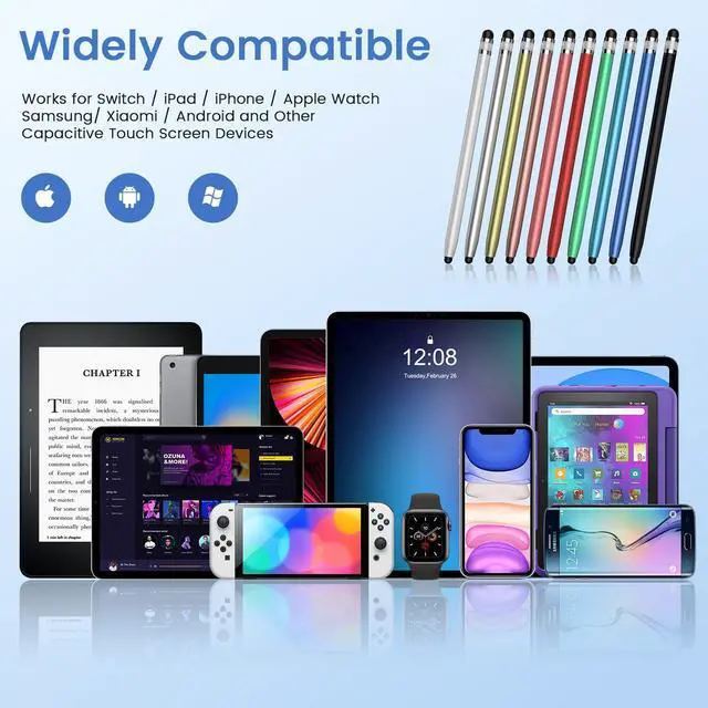 Alt view image 3 of 7 - 10Pcs Universal Stylus Pen for Touchscreen, 2-in-1 High Precision and Sensitivity Stylus Pen for iPad/iPhone/Samsung/Android Smartphone and Tablets Touch Screens-10 Stylus Pens+20 Replaceable Tips