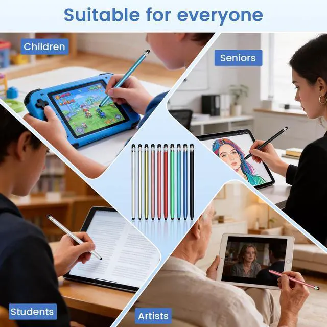 Alt view image 7 of 7 - 10Pcs Universal Stylus Pen for Touchscreen, 2-in-1 High Precision and Sensitivity Stylus Pen for iPad/iPhone/Samsung/Android Smartphone and Tablets Touch Screens-10 Stylus Pens+20 Replaceable Tips