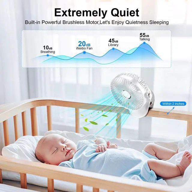 Alt view image 3 of 7 - 4000mAh Portable Clip on Fan with LED Lights, Battery Operated USB Desk Fan,4 Speed Quiet Rechargeable Mini Table Fan, 360° Rotate Personal Cooling Fan for Home Office Stroller Camping (White)
