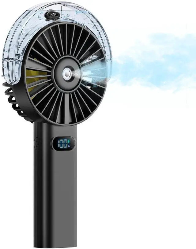 Main image of Handheld Misting Fan Portable, 4000mAh Rechargeable Battery Powered, Small Personal Mister Fan with Water Spray Cooling, 4-Speed Wind, LED Display, Hand Held Mist Fans for Travel Outdoor Beach