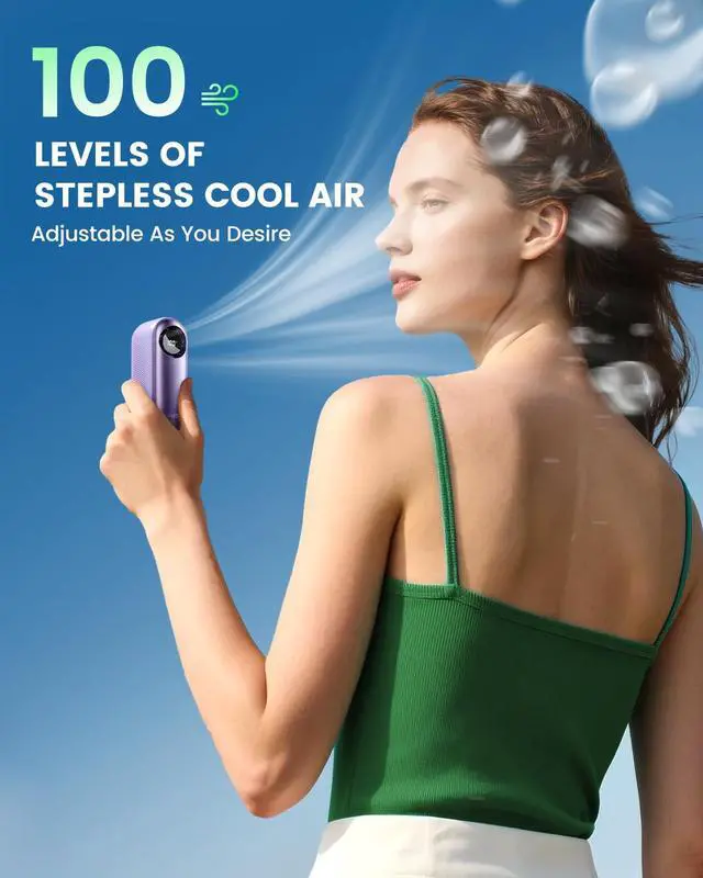Alt view image 4 of 7 - Portable Handheld Turbo Fan, 4000mAh Rechargeable Personal Mini Fan, 1-100 Adjustable Speeds, High Speed Small Pocket Fan for Women Travel Camping Office Outdoor