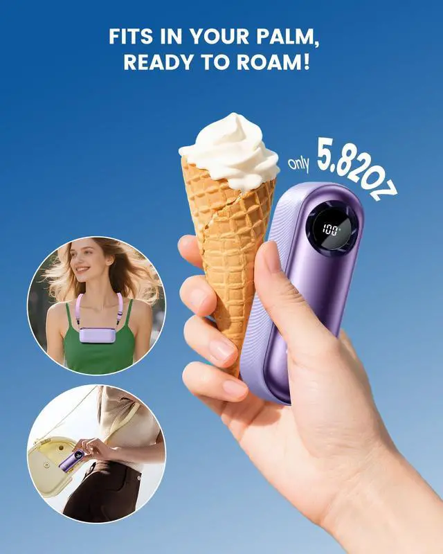 Alt view image 3 of 7 - Portable Handheld Turbo Fan, 4000mAh Rechargeable Personal Mini Fan, 1-100 Adjustable Speeds, High Speed Small Pocket Fan for Women Travel Camping Office Outdoor