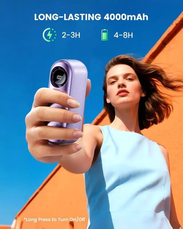 Alt view image 5 of 7 - Portable Handheld Turbo Fan, 4000mAh Rechargeable Personal Mini Fan, 1-100 Adjustable Speeds, High Speed Small Pocket Fan for Women Travel Camping Office Outdoor