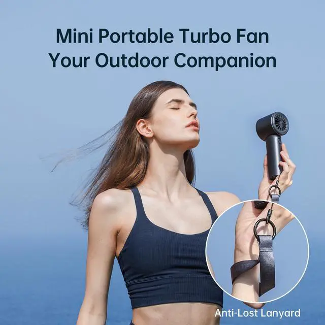 Alt view image 6 of 7 - Portable Handheld Fan,Speed(1-100) Adjustable Turbo Mini and 3600mAh Battery Rechargeable Personal Fan,Digital Display,Gifts for Men Travel/Camping/Outdoor-Blue