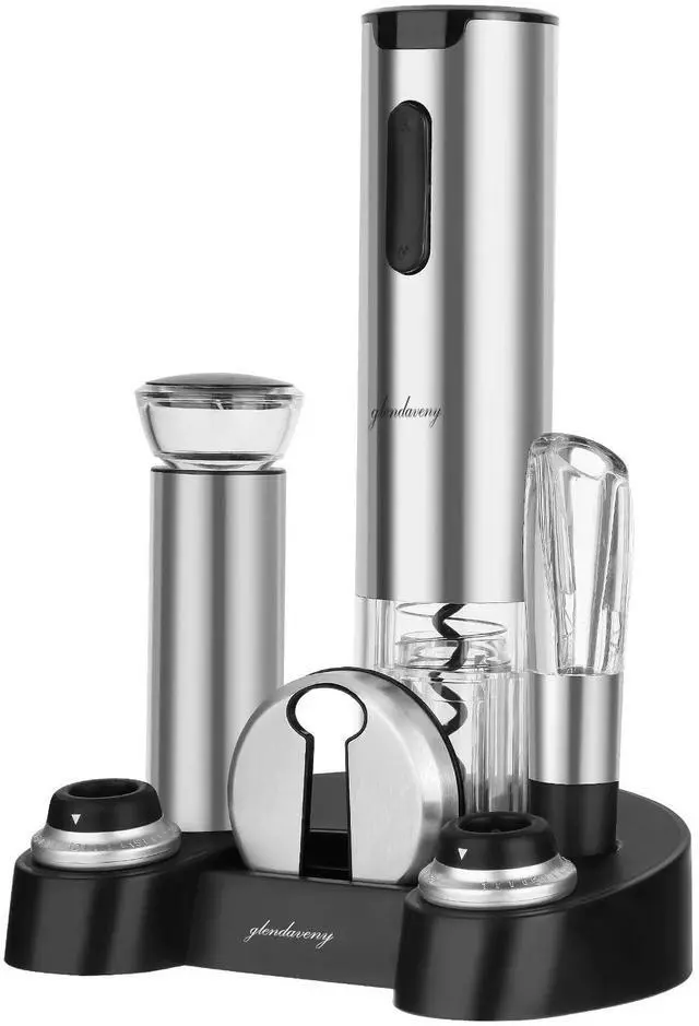 Main image of Electric Wine Opener Set with Stand, Wine Gift Set with Rechargeable Wine Opener, Wine Aerator, Foil Cutter, Vacuum Pump and 2 Stoppers, 7-in-1 Wine Bottle Opener Set for Home Party Bar Outdoor Gift
