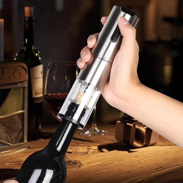 Alt view image 3 of 7 - Electric Wine Opener Set with Stand, Wine Gift Set with Rechargeable Wine Opener, Wine Aerator, Foil Cutter, Vacuum Pump and 2 Stoppers, 7-in-1 Wine Bottle Opener Set for Home Party Bar Outdoor Gift
