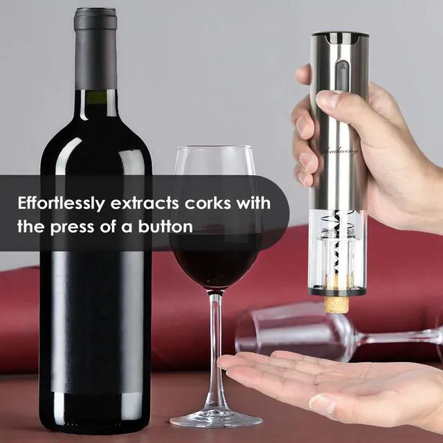 Alt view image 4 of 7 - Electric Wine Opener Set with Stand, Wine Gift Set with Rechargeable Wine Opener, Wine Aerator, Foil Cutter, Vacuum Pump and 2 Stoppers, 7-in-1 Wine Bottle Opener Set for Home Party Bar Outdoor Gift