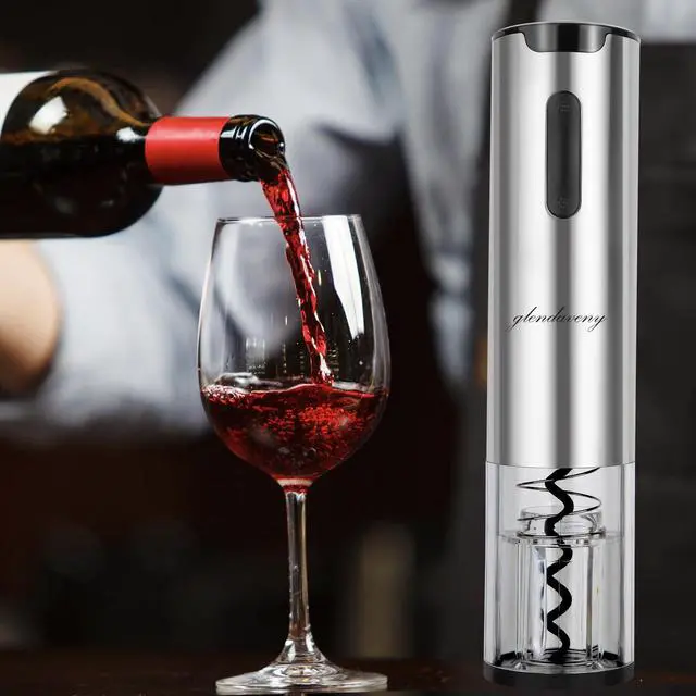 Alt view image 7 of 7 - Electric Wine Opener Set with Stand, Wine Gift Set with Rechargeable Wine Opener, Wine Aerator, Foil Cutter, Vacuum Pump and 2 Stoppers, 7-in-1 Wine Bottle Opener Set for Home Party Bar Outdoor Gift