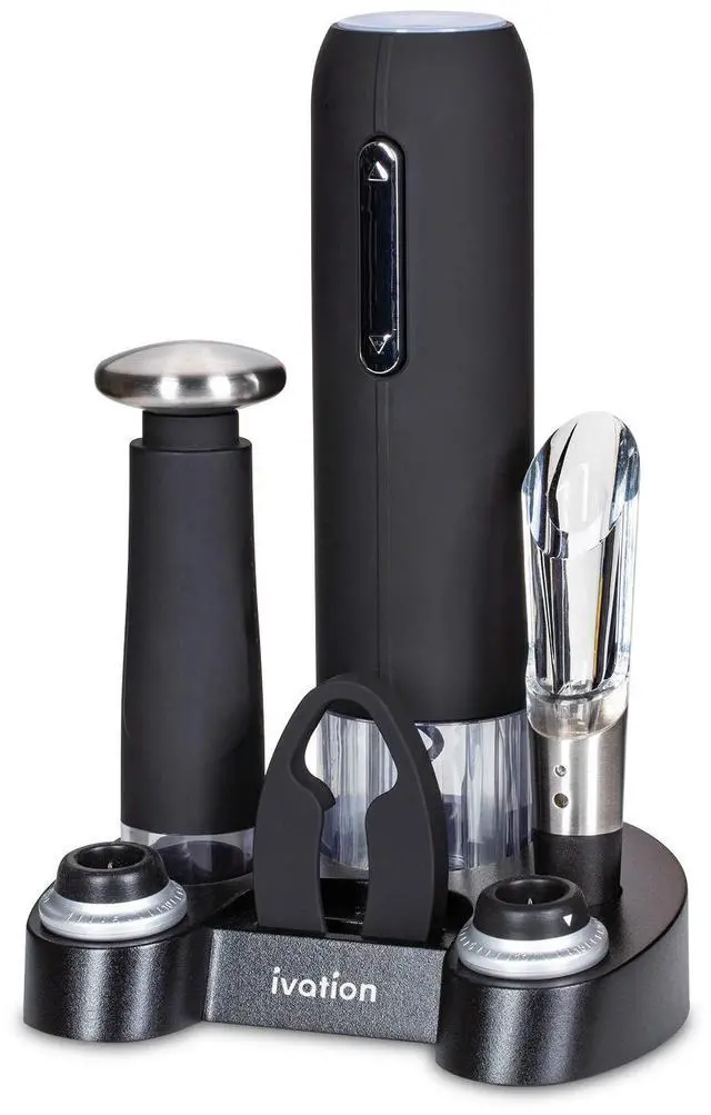 Main image of Wine Gift Set Includes Electric Opener, Aerator, Vacuum Preserver, 2 Stoppers, Foil Cutter & Charging Base