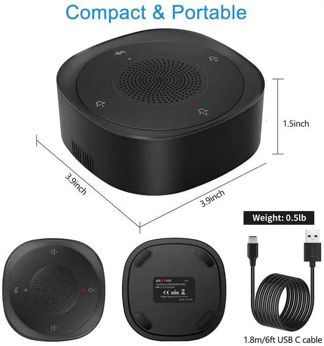 Alt view image 4 of 7 - USB Speakerphone Microphone, Conference Speaker Omnidirectional Computer Mic, with 360º Voice Pickup, Touch-Sensor Buttons for Mute/unmute, Streaming, Call Speaker Skype, Webinar, Interview -(JV801)