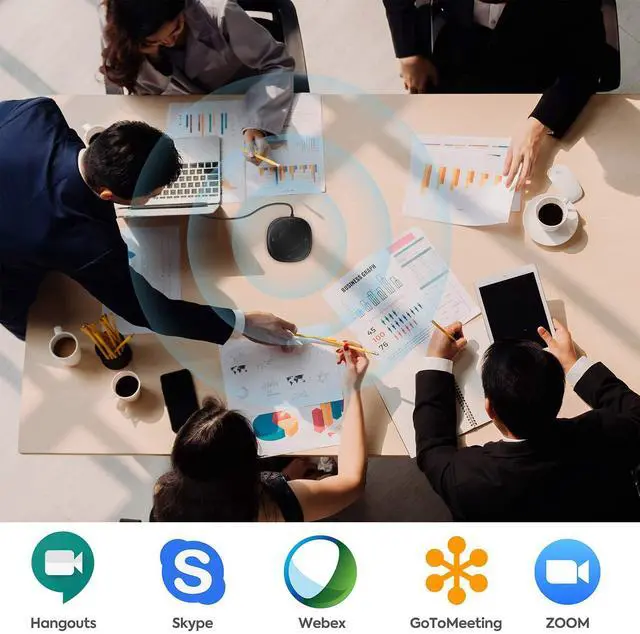 Alt view image 2 of 7 - USB Speakerphone Microphone, Conference Speaker Omnidirectional Computer Mic, with 360º Voice Pickup, Touch-Sensor Buttons for Mute/unmute, Streaming, Call Speaker Skype, Webinar, Interview -(JV801)