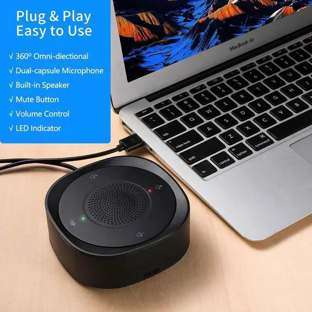 Alt view image 6 of 7 - USB Speakerphone Microphone, Conference Speaker Omnidirectional Computer Mic, with 360º Voice Pickup, Touch-Sensor Buttons for Mute/unmute, Streaming, Call Speaker Skype, Webinar, Interview -(JV801)