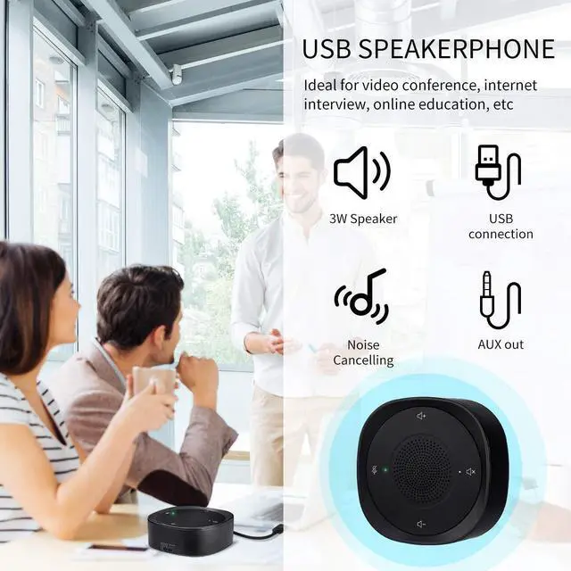 Alt view image 7 of 7 - USB Speakerphone Microphone, Conference Speaker Omnidirectional Computer Mic, with 360º Voice Pickup, Touch-Sensor Buttons for Mute/unmute, Streaming, Call Speaker Skype, Webinar, Interview -(JV801)