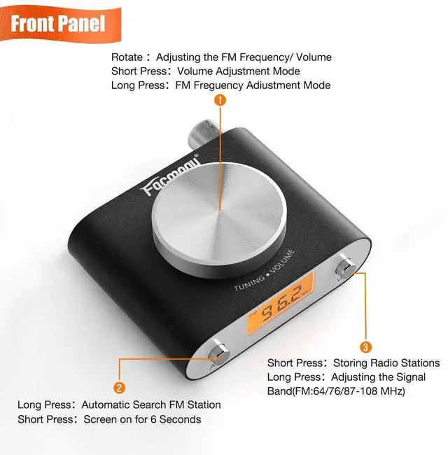 Alt view image 3 of 7 - FM Radio Receiver, Professional Si4730 Radio Receiver with 33ft Long Cables Antenna, Mini FM Global Frequency HiFi Support Type -C Interface & 3.5mm Audio Output