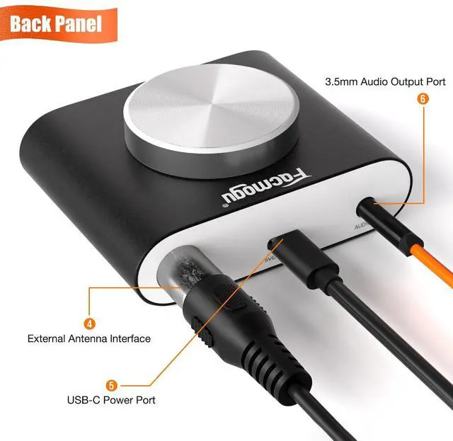 Alt view image 4 of 7 - FM Radio Receiver, Professional Si4730 Radio Receiver with 33ft Long Cables Antenna, Mini FM Global Frequency HiFi Support Type -C Interface & 3.5mm Audio Output