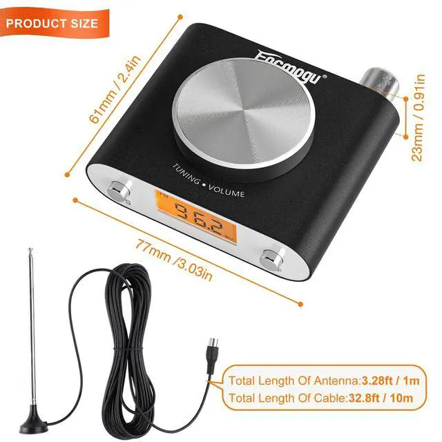 Alt view image 6 of 7 - FM Radio Receiver, Professional Si4730 Radio Receiver with 33ft Long Cables Antenna, Mini FM Global Frequency HiFi Support Type -C Interface & 3.5mm Audio Output