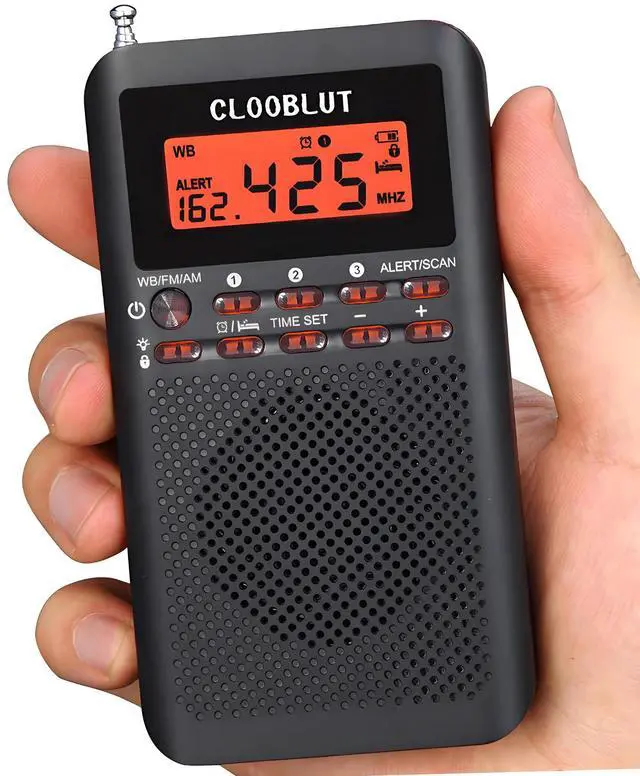 Main image of CLOOBLUT Ver Portable AM FM WB NOAA Weather Radio, Pocket Size with DSP Chip, Battery Powered AA Battery, Headphone Jack Excellent Reception Transistor