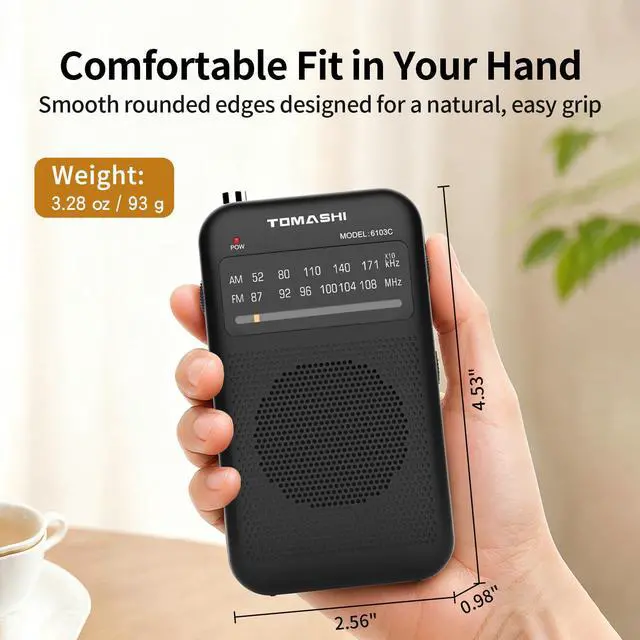 Alt view image 5 of 7 - Portable Pocket Radio FM/AM, Battery Operated Transistor Radio with Headphone Jack, Clear Reception, Small Radio for Home, Outdoor, Daily Use