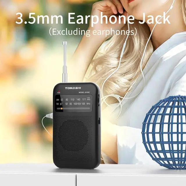 Alt view image 4 of 7 - Portable Pocket Radio FM/AM, Battery Operated Transistor Radio with Headphone Jack, Clear Reception, Small Radio for Home, Outdoor, Daily Use