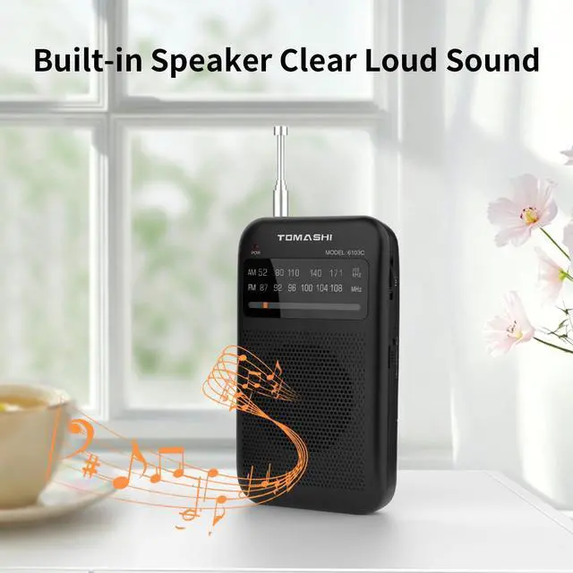 Alt view image 3 of 7 - Portable Pocket Radio FM/AM, Battery Operated Transistor Radio with Headphone Jack, Clear Reception, Small Radio for Home, Outdoor, Daily Use