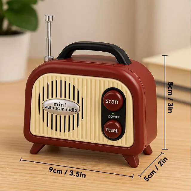 Alt view image 5 of 6 - Mini FM Radio Portable Vintage Retro Radio with Auto Scan 88-108 MHz Compact Battery Powered Receiver with Speaker Antenna for Home Desk Travel Red 3.5 Inch
