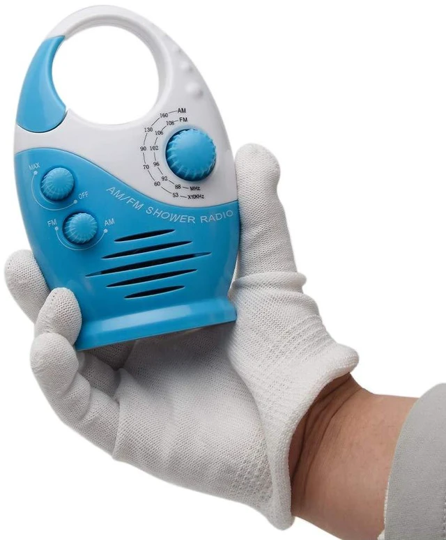 Alt view image 6 of 7 - Shower Radio, Bathroom Radio AM FM, Waterproof Hanging Shower Radio Adjustable Volume Built-in Speaker(White Blue)