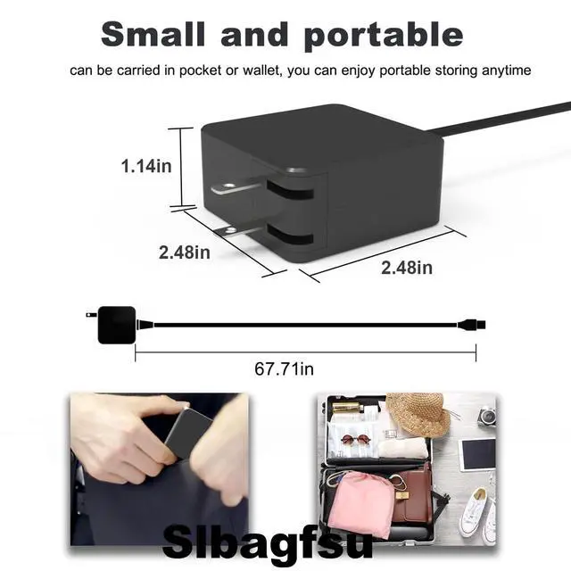 Alt view image 2 of 7 - Universal 45W USB C Laptop Charger Compatible with Asus Chromebook Charger USB-C, Fast Charging Type C AC Adapter Power Cord