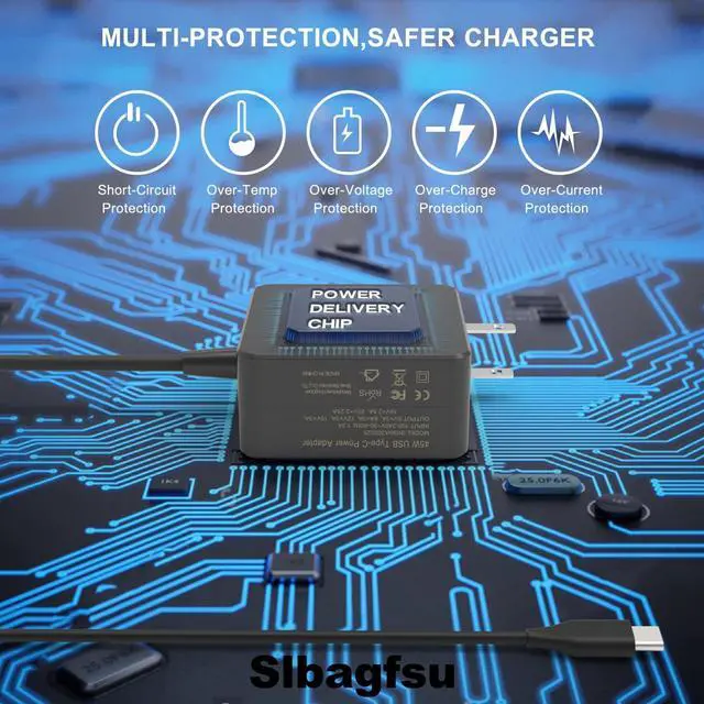 Alt view image 4 of 7 - Universal 45W USB C Laptop Charger Compatible with Asus Chromebook Charger USB-C, Fast Charging Type C AC Adapter Power Cord
