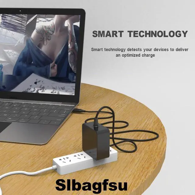 Alt view image 6 of 7 - Universal 45W USB C Laptop Charger Compatible with Asus Chromebook Charger USB-C, Fast Charging Type C AC Adapter Power Cord