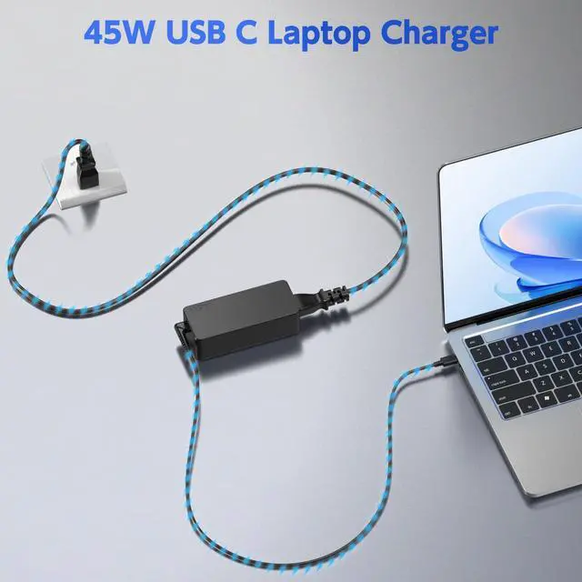 Alt view image 2 of 7 - 45W USB C Laptop Charger, Universal Type C Power Adapter Compatible with HP, Lenovo, Dell, Acer, Asus, Samsung, Google Laptop Chromebook Power Supply Cord