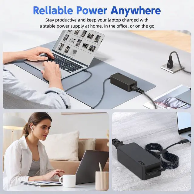 Alt view image 7 of 7 - 45W USB C Laptop Charger, Universal Type C Power Adapter Compatible with HP, Lenovo, Dell, Acer, Asus, Samsung, Google Laptop Chromebook Power Supply Cord