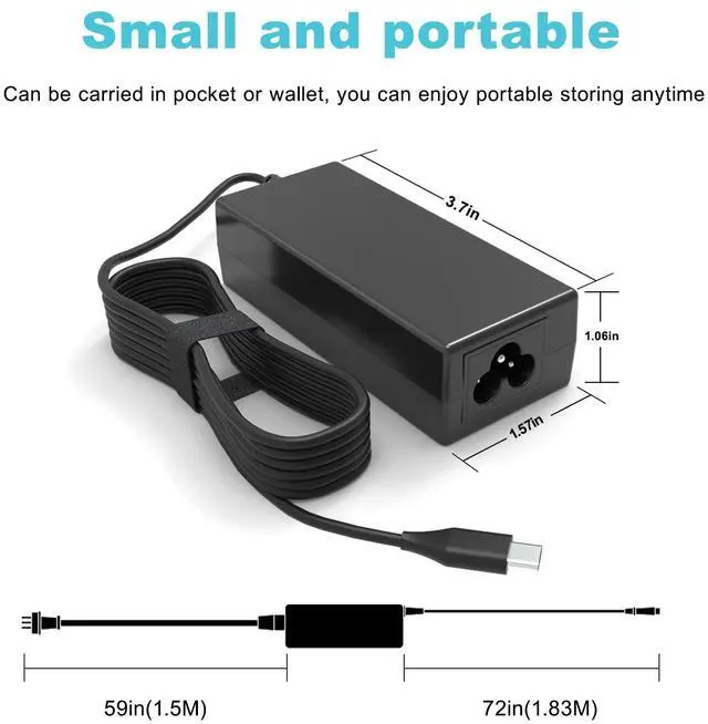 Alt view image 5 of 7 - USB C Chrome Laptop Charger 45W fits for Lenovo Chromebook Flex 5 Flex 3 | Power Cord for Lenovo Chromebook C330 100e 300e 500e C340-11 C340 S340, Thinkpad L13 Yoga Series Type C AC Adapter