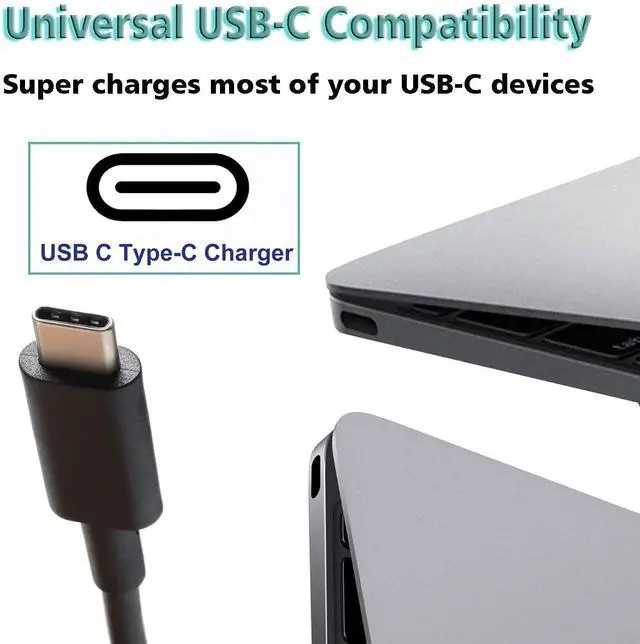 Alt view image 3 of 6 - 45W USB-C Laptop Charger Compatible with HP Chromebook Computer and More USB Type C Fast Charging Power Adapter