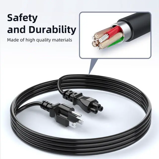 Alt view image 2 of 7 - 6ft AC Power Cord Compatible with LG TV Epson EcoTank Printer, 3 Prong Mickey Mouse Power Cable Replacement for HP Dell Lenovo Laptop Charger Adapter, 18AWG NEMA 5-15P to IEC C5